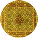 Round Persian Yellow Traditional Rug, tr1428yw