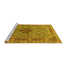 Sideview of Machine Washable Persian Yellow Traditional Rug, wshtr1428yw