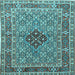 Square Machine Washable Persian Light Blue Traditional Rug, wshtr1428lblu