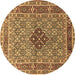 Round Machine Washable Persian Brown Traditional Rug, wshtr1428brn