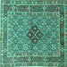 Square Persian Turquoise Traditional Rug, tr1428turq