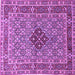 Square Machine Washable Persian Purple Traditional Area Rugs, wshtr1428pur