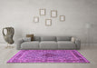 Machine Washable Persian Purple Traditional Area Rugs in a Living Room, wshtr1428pur