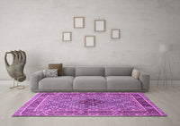 Machine Washable Persian Purple Traditional Rug, wshtr1428pur