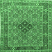 Square Persian Emerald Green Traditional Rug, tr1428emgrn