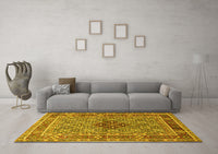 Machine Washable Persian Yellow Traditional Rug, wshtr1428yw