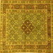 Square Machine Washable Persian Yellow Traditional Rug, wshtr1428yw