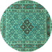 Round Persian Turquoise Traditional Rug, tr1428turq