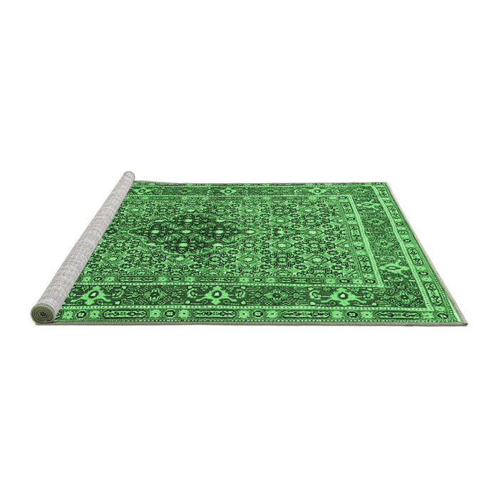 Sideview of Machine Washable Persian Emerald Green Traditional Area Rugs, wshtr1428emgrn