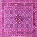 Square Machine Washable Persian Pink Traditional Rug, wshtr1428pnk