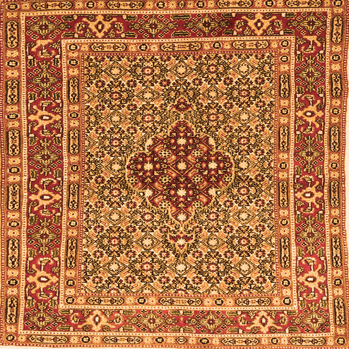 Round Machine Washable Persian Orange Traditional Area Rugs, wshtr1428org