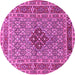 Round Machine Washable Persian Pink Traditional Rug, wshtr1428pnk