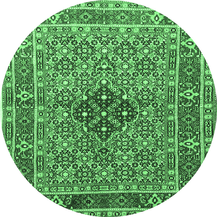 Round Persian Emerald Green Traditional Rug, tr1428emgrn