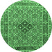 Round Persian Emerald Green Traditional Rug, tr1428emgrn