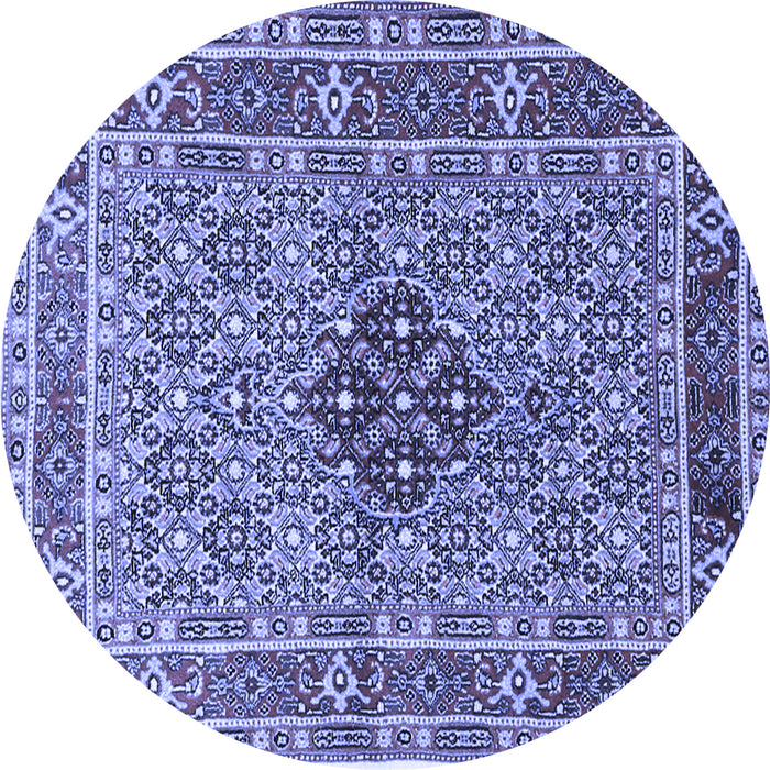 Round Machine Washable Persian Blue Traditional Rug, wshtr1428blu