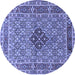 Round Machine Washable Persian Blue Traditional Rug, wshtr1428blu