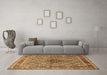 Machine Washable Persian Brown Traditional Rug in a Living Room,, wshtr1428brn