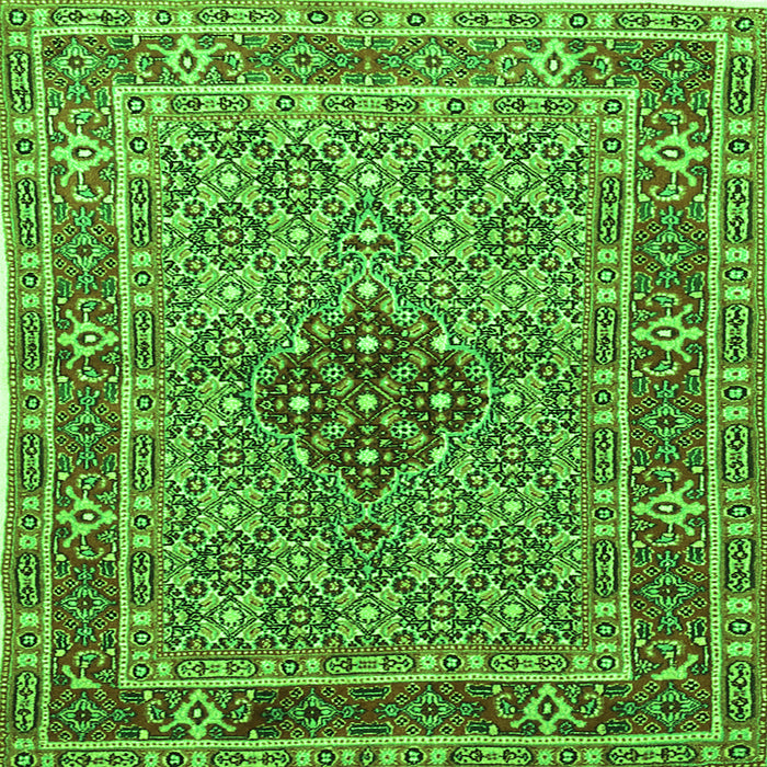 Round Machine Washable Persian Green Traditional Area Rugs, wshtr1428grn