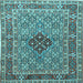 Square Persian Light Blue Traditional Rug, tr1428lblu