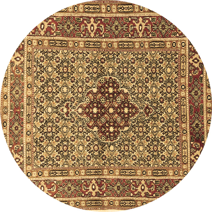 Round Persian Brown Traditional Rug, tr1428brn