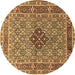 Round Persian Brown Traditional Rug, tr1428brn