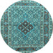 Round Persian Light Blue Traditional Rug, tr1428lblu