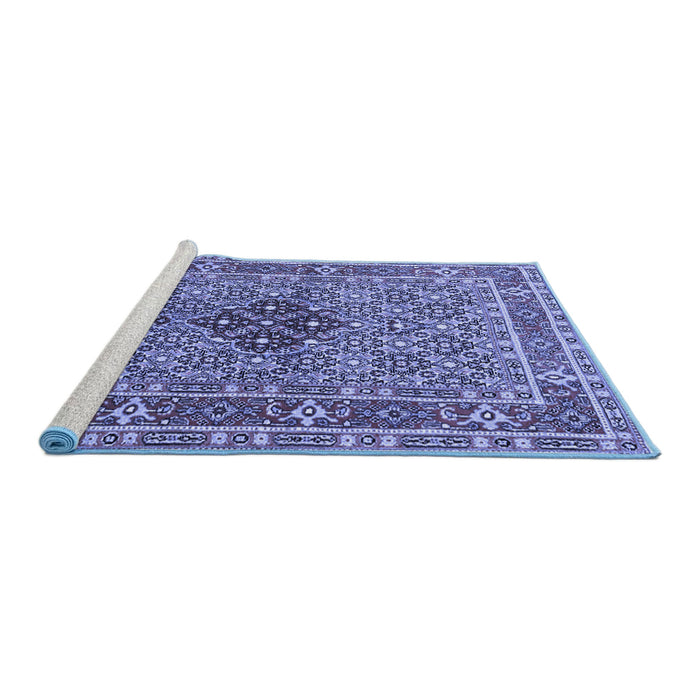 Sideview of Machine Washable Persian Blue Traditional Rug, wshtr1428blu