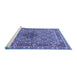 Sideview of Machine Washable Persian Blue Traditional Rug, wshtr1428blu