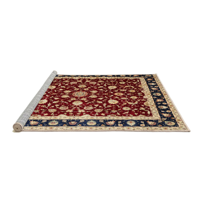 Sideview of Machine Washable Traditional Saffron Red Rug, wshtr1429