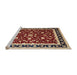 Sideview of Machine Washable Traditional Saffron Red Rug, wshtr1429