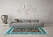 Machine Washable Persian Light Blue Traditional Rug in a Living Room, wshtr1429lblu