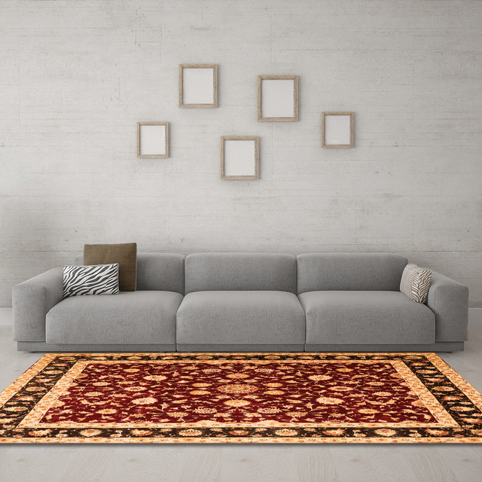 Machine Washable Persian Orange Traditional Area Rugs in a Living Room, wshtr1429org