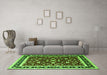 Machine Washable Persian Green Traditional Area Rugs in a Living Room,, wshtr1429grn