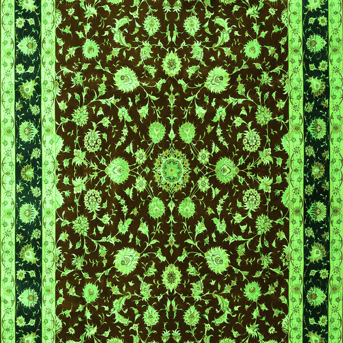 Serging Thickness of Machine Washable Persian Green Traditional Area Rugs, wshtr1429grn