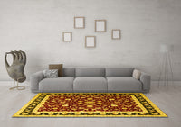 Machine Washable Persian Yellow Traditional Rug, wshtr1429yw