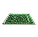 Sideview of Machine Washable Persian Emerald Green Traditional Area Rugs, wshtr1429emgrn