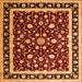 Round Machine Washable Persian Orange Traditional Area Rugs, wshtr1429org