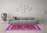 Machine Washable Persian Pink Traditional Rug, wshtr1429pnk