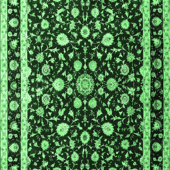 Machine Washable Persian Emerald Green Traditional Area Rugs, wshtr1429emgrn