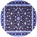 Round Machine Washable Persian Blue Traditional Rug, wshtr1429blu