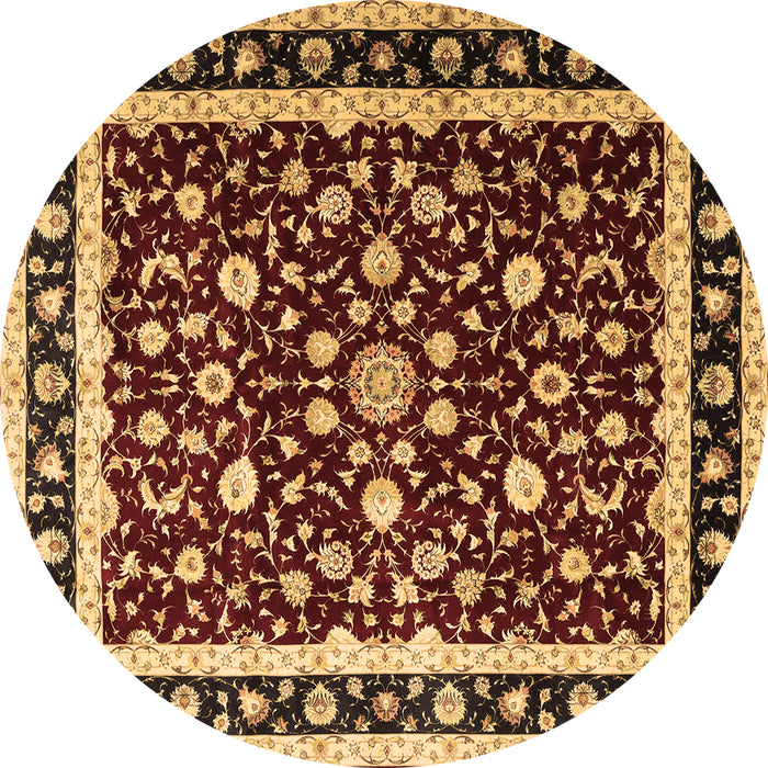 Round Persian Brown Traditional Rug, tr1429brn