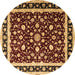 Round Persian Brown Traditional Rug, tr1429brn