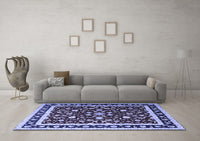 Machine Washable Persian Blue Traditional Rug, wshtr1429blu