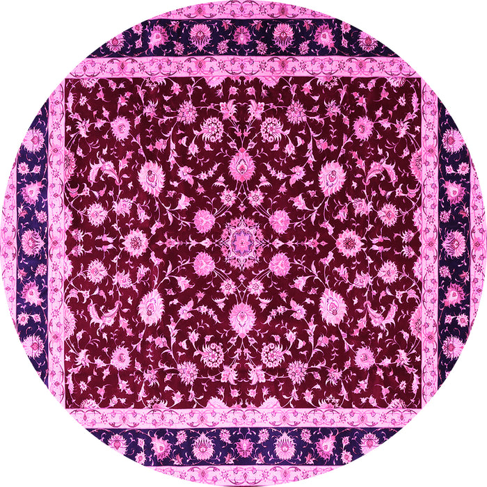 Round Persian Pink Traditional Rug, tr1429pnk