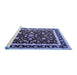 Sideview of Machine Washable Persian Blue Traditional Rug, wshtr1429blu