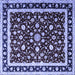 Square Machine Washable Persian Blue Traditional Rug, wshtr1429blu