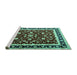 Sideview of Machine Washable Persian Turquoise Traditional Area Rugs, wshtr1429turq