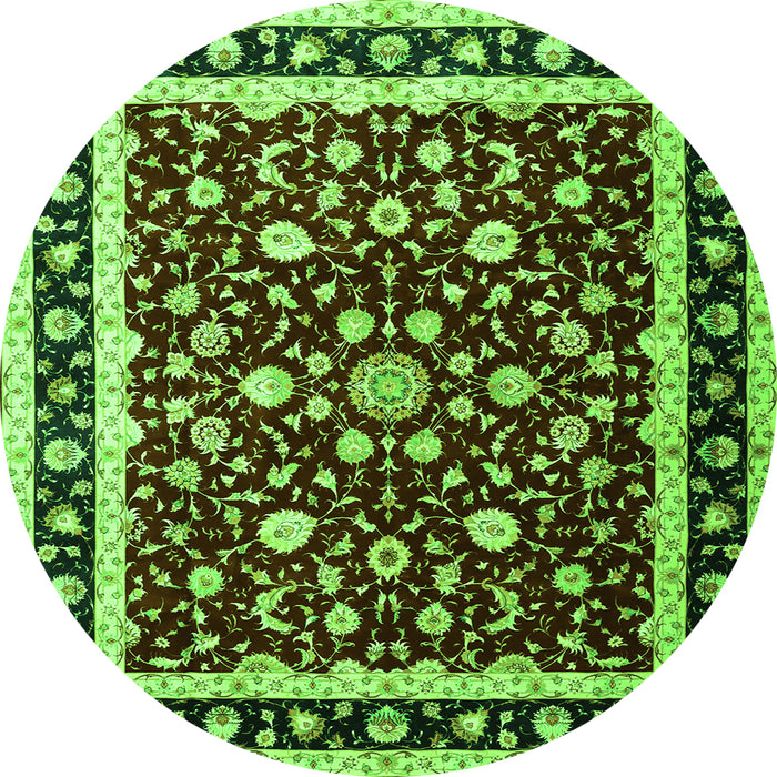 Square Persian Green Traditional Rug, tr1429grn