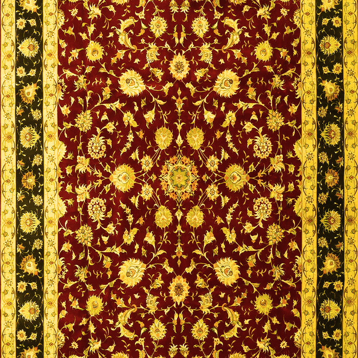 Machine Washable Persian Yellow Traditional Rug, wshtr1429yw