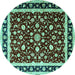 Round Persian Turquoise Traditional Rug, tr1429turq